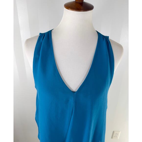 EAM Blue V Neck Sheer Top - Picture 5 of 10